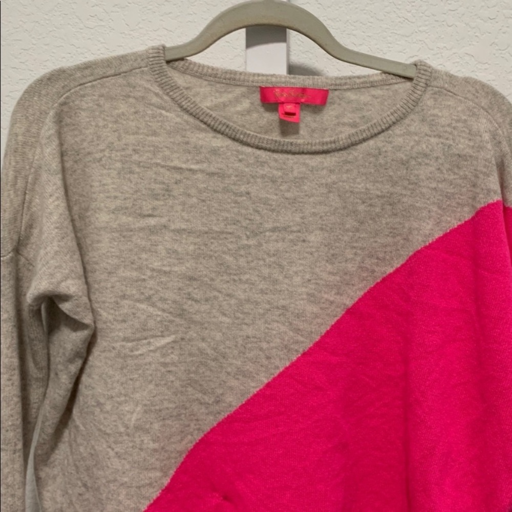 Lilly Pulitzer Napa Gray Pink Cashmere Pullover Sweater - Picture 4 of 10